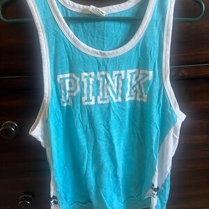 PINK Victoria's Secret Turquoise and White Tank
